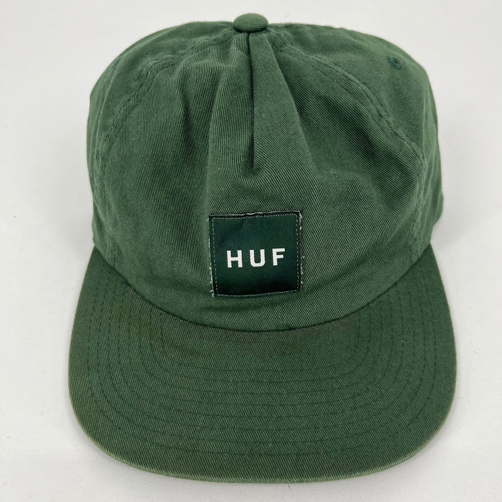 HUF Customade Mens Forest Green Cotton Box Logo Snapback Hat Adjustable Cap